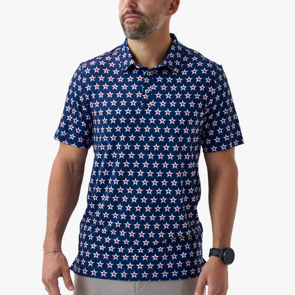 NEW BURLEBO quick dry performance polo in texas vintage